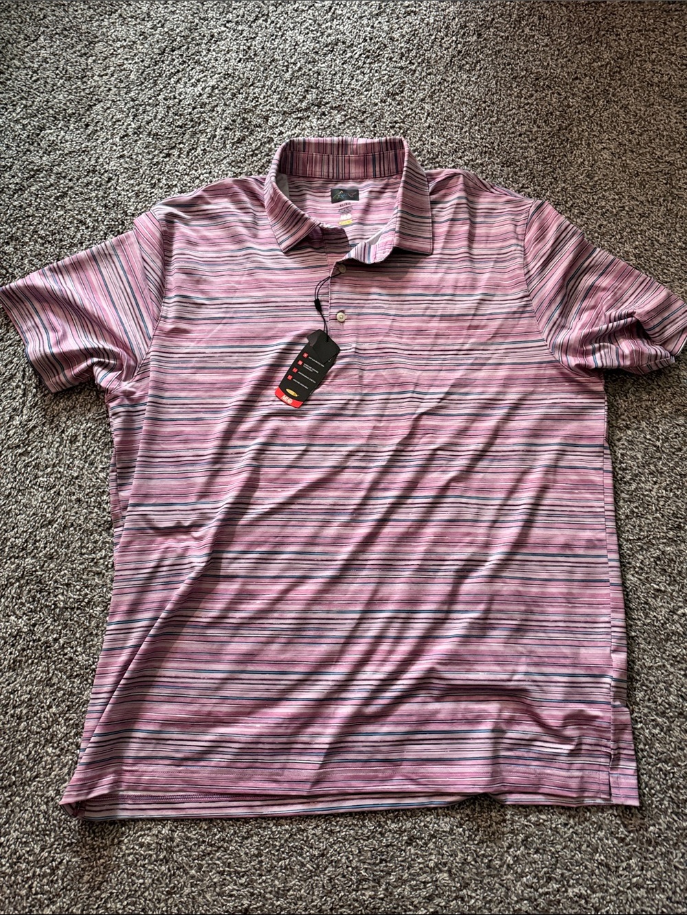 Greg Norman Collection Pink Striped Polo Shirt